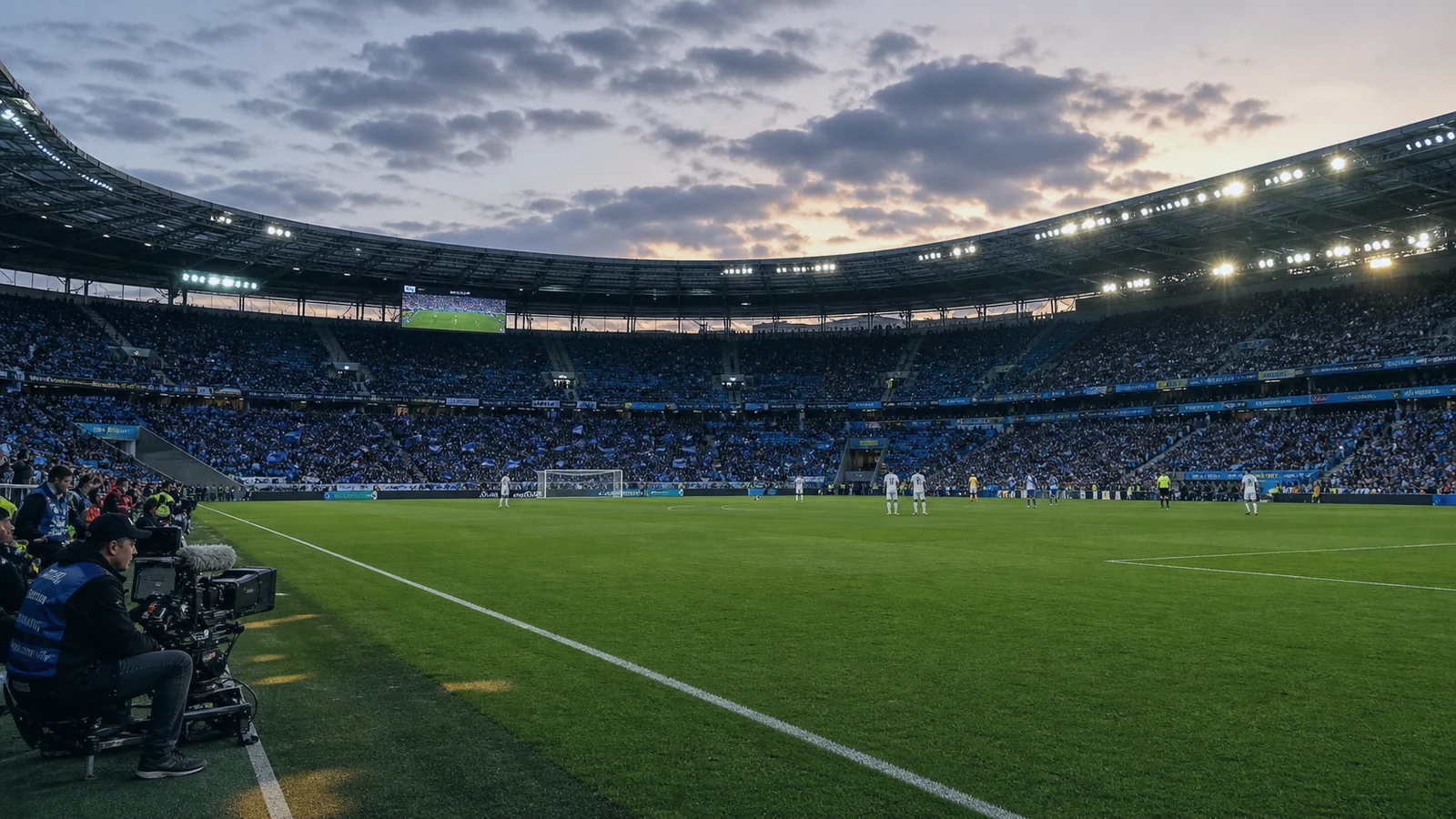 Fotbollsarena inför matchdag